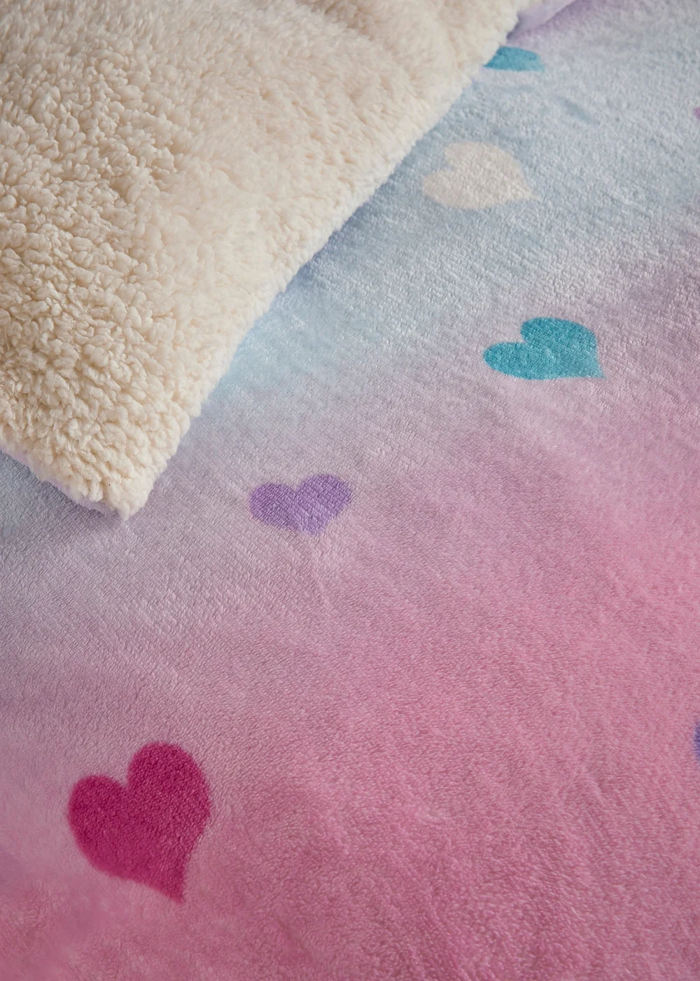 Bedlam Cosy Ombre Heart Pink Plush Duvet Cover Set - Single Image 3