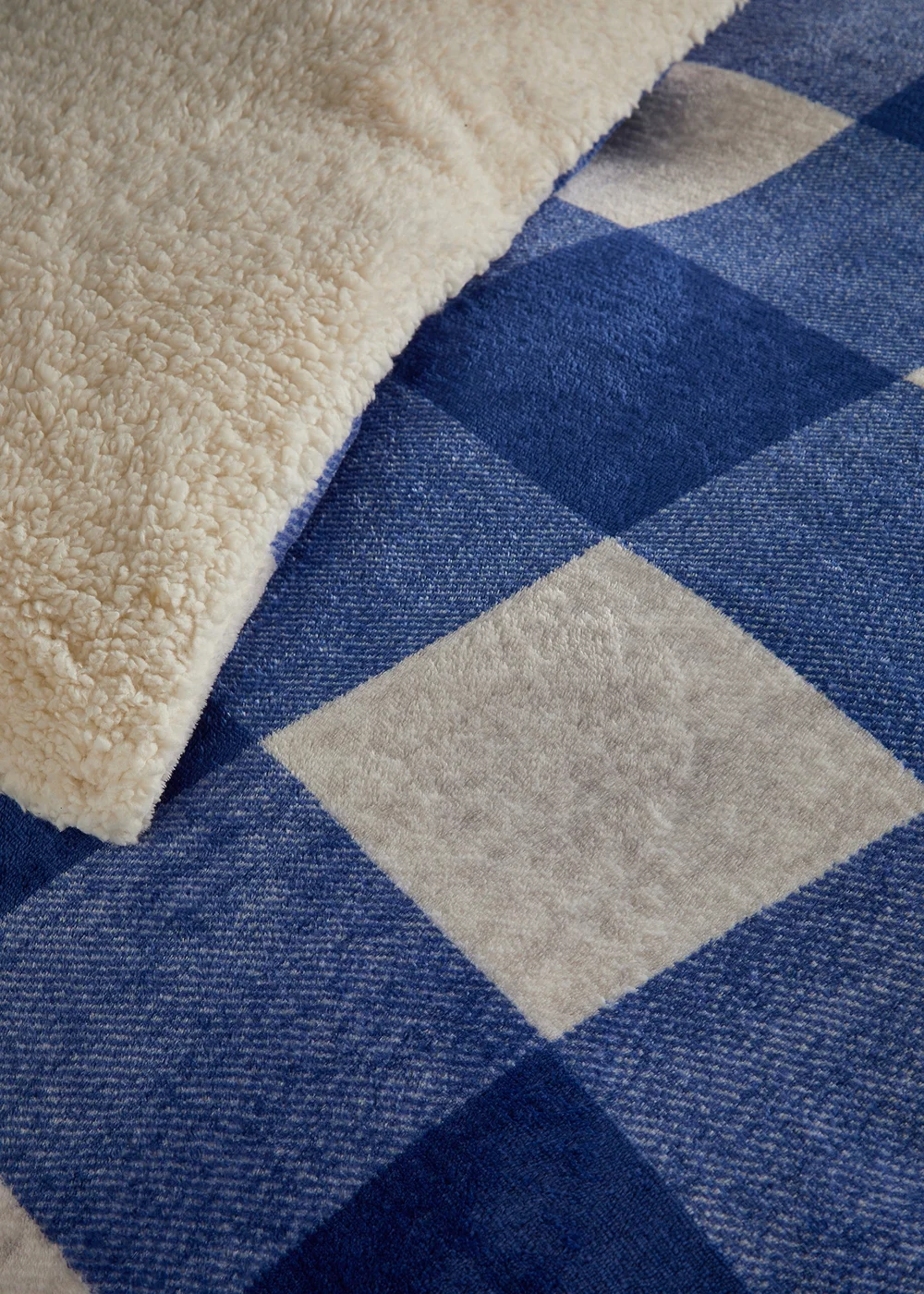 Bedlam Cosy Theo Check Blue Plush Duvet Cover Set - Single Image 3