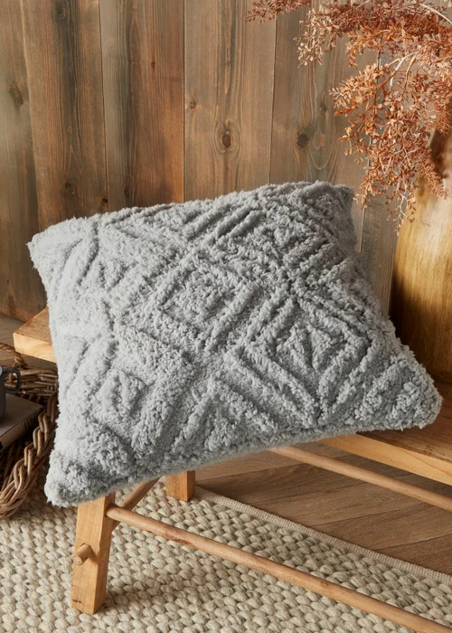 Fusion Snug Romo Grey Pinsonic Fleece Filled Cushion (43cm x 43cm) - 43W X 43D Image 1