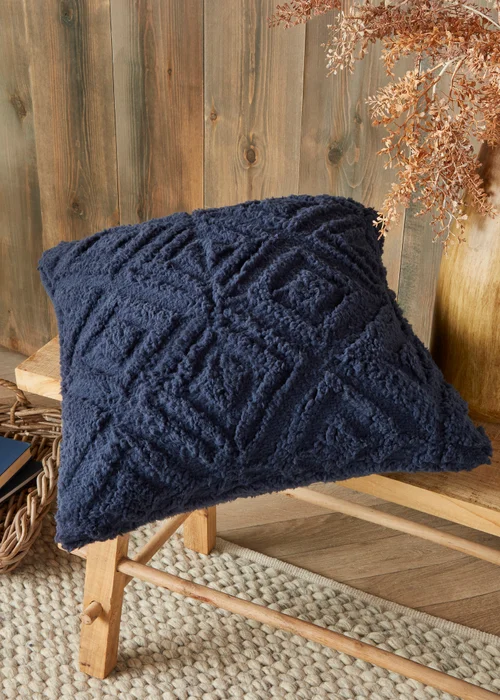 Fusion Snug Romo Navy Pinsonic Fleece Filled Cushion (43cm x 43cm) - 43W X 43D Image 1