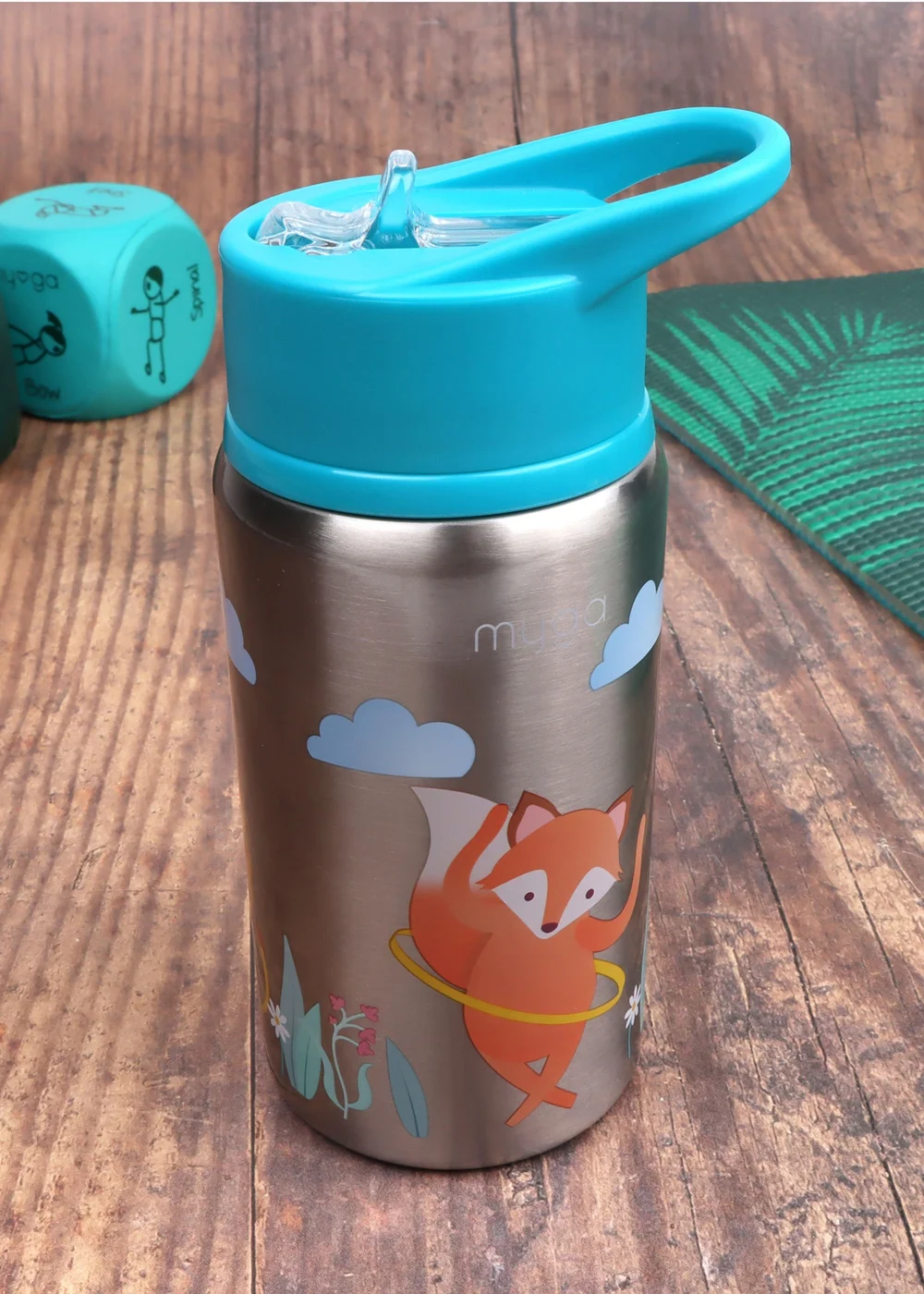Myga Teal Blue Animal Childrens Water Metal Bottle - One Size Image 2
