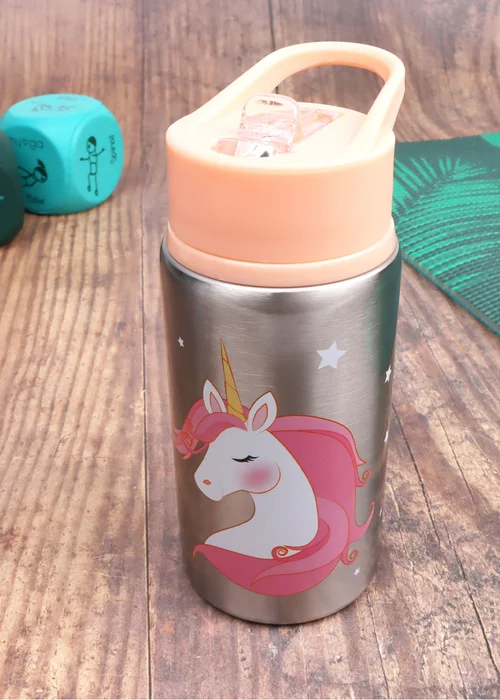 Myga Blush Pink Unicorn Children's Metal Water Bottle - One Size Image 2