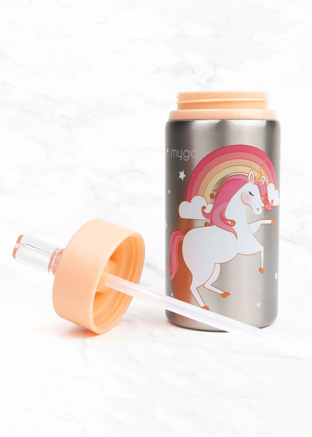Myga Blush Pink Unicorn Children's Metal Water Bottle - One Size Image 3
