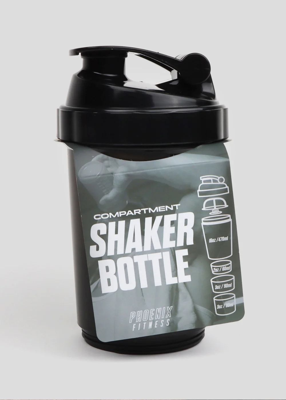 Phoenix Fitness Slate Compartment Shaker Bottle - One Size Image 5