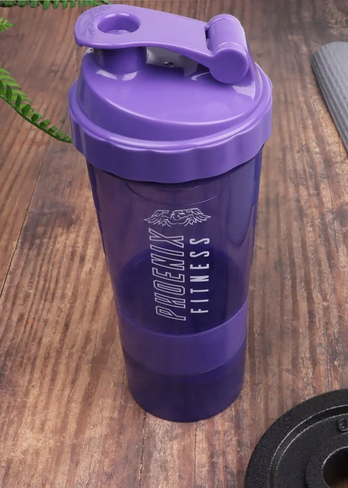 Phoenix Fitness Purple Compartment Shaker Bottle - One Size Image 2