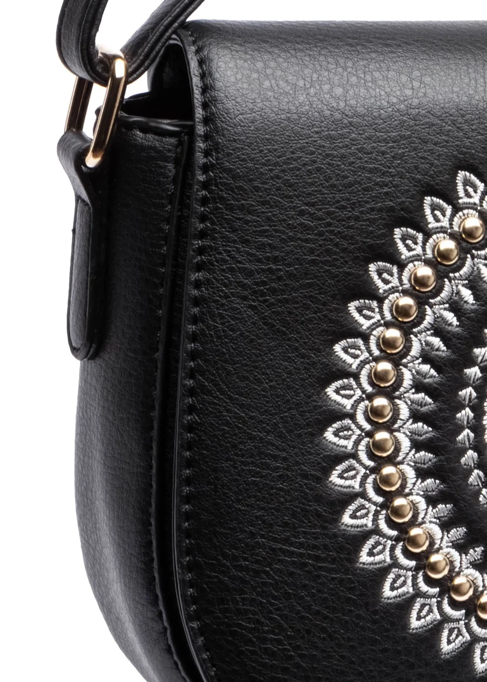 Raffaella Black Embroidery Saddle Bag - One Size Image 2