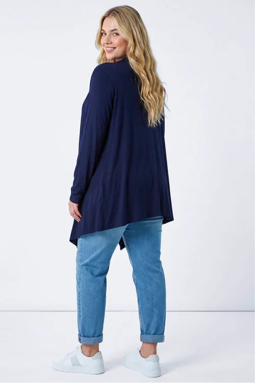 Roman Navy Curve Waterfall Front Jersey Cardigan - 16 Image 3