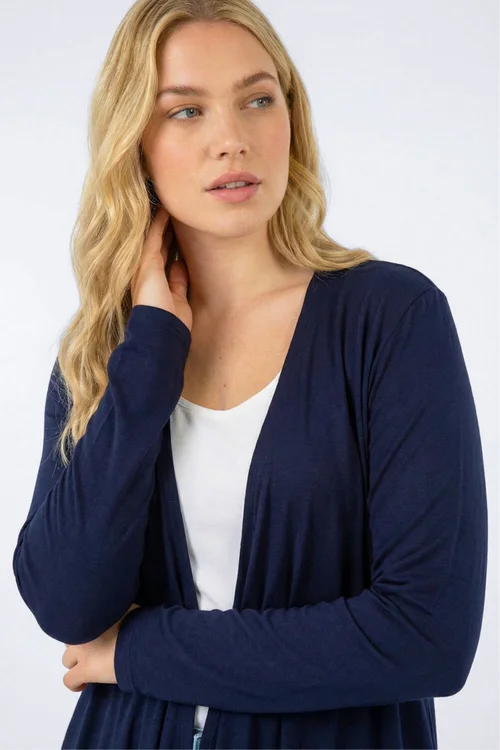 Roman Navy Curve Waterfall Front Jersey Cardigan - 16 Image 4