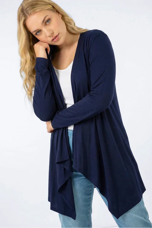 Roman Navy Curve Waterfall Front Jersey Cardigan - 16 Image 1