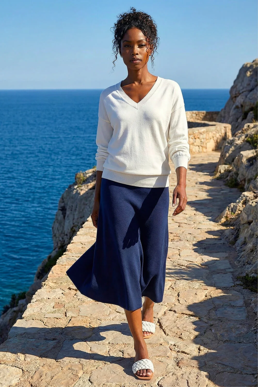 Roman Ivory V-Neck Stretch Jumper - 18 Image 2