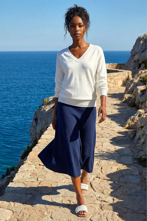 Roman Ivory V-Neck Stretch Jumper - 18 Image 2