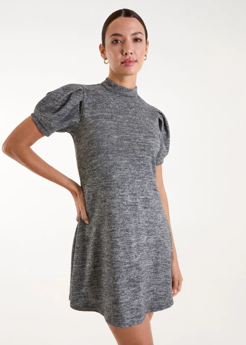 Blue Vanilla Grey Puff Sleeve Smock Dress - XL Image 1