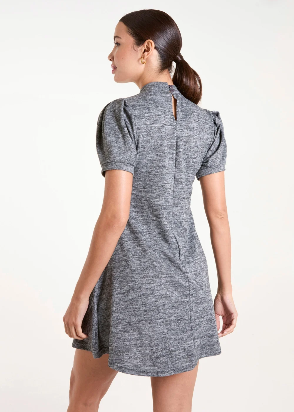 Blue Vanilla Grey Puff Sleeve Smock Dress - XL Image 2