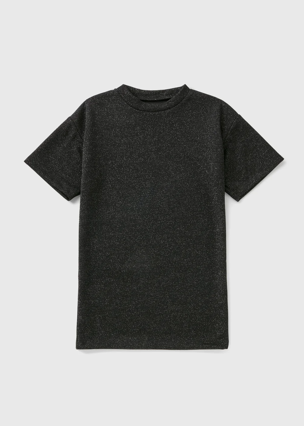 Girls Black Glitter T-Shirt Dress - Age 7 Years Image 1