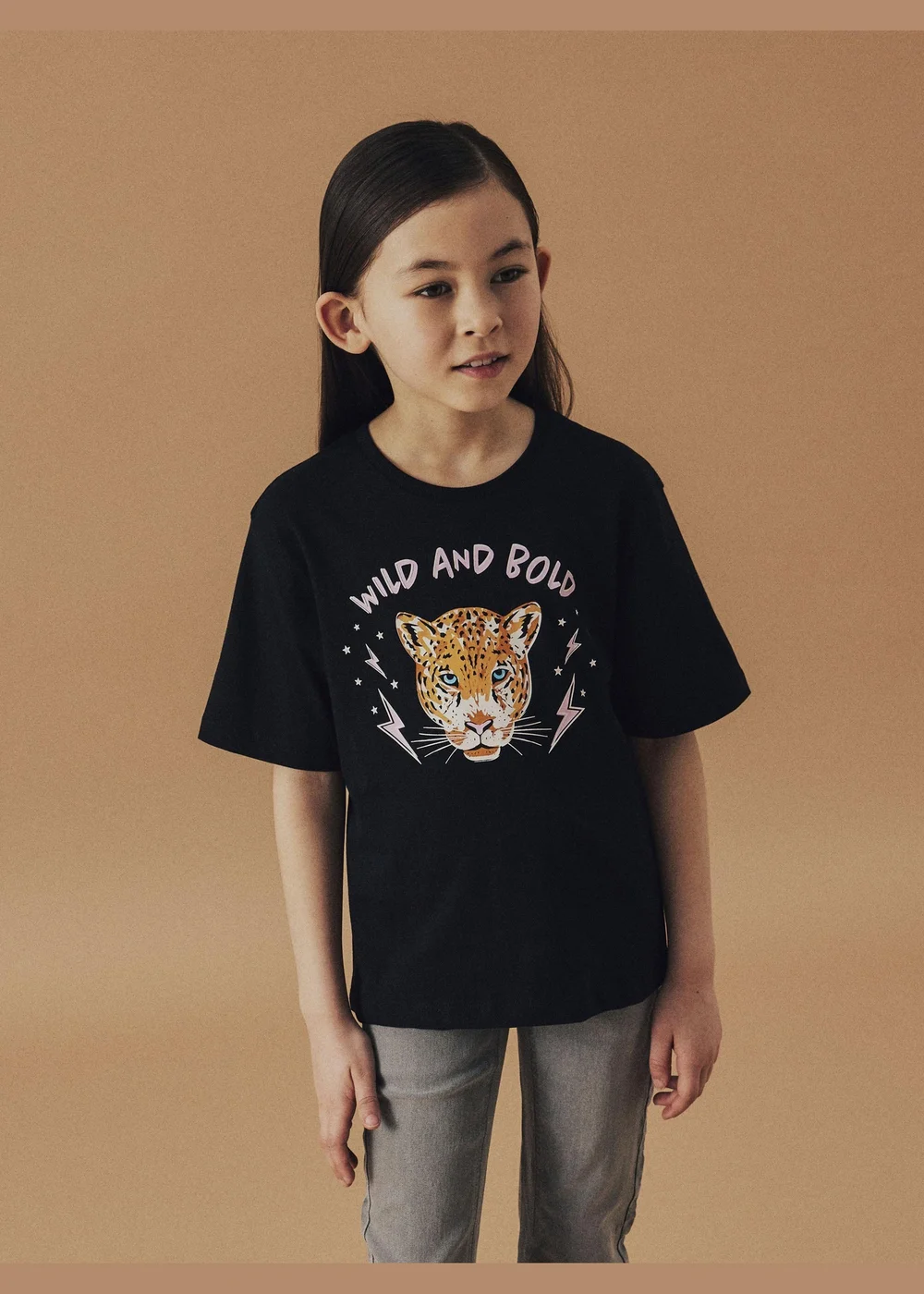 Name It Girls Black Leopard T-Shirt (6-12yrs) - 6 Yrs Image 1
