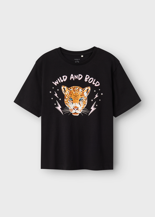Name It Girls Black Leopard T-Shirt (6-12yrs) - 6 Yrs Image 2