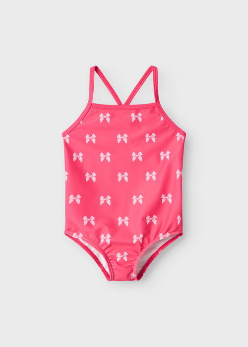Name It Girls Pink Bow Swimsuit (9mths-6yrs) - 1-2 Yrs Image 1