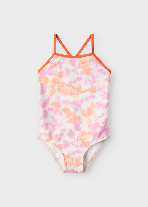 Name It Girls Pink Tie Dye Swimsuit (9mths-8yrs) - 5-6 Yrs Image 1