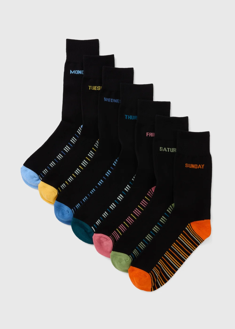 Black 7 Pack Days Of The Week Socks - 6-8.5 Image 1
