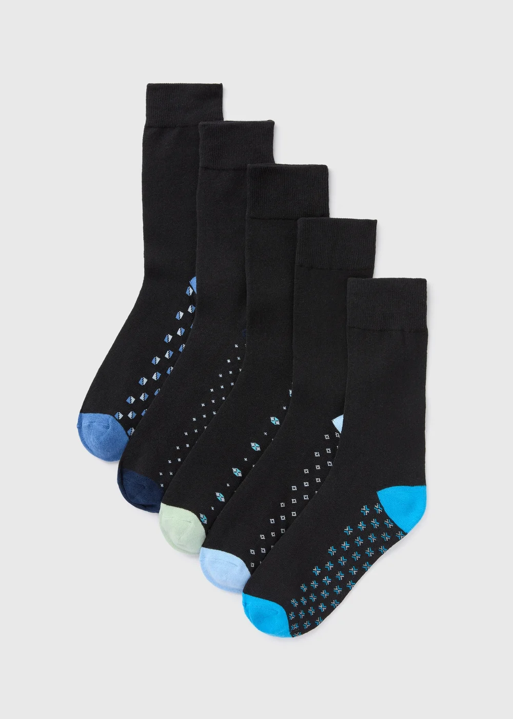 5 Pack Black Geometric Socks - 6-8.5 Image 1