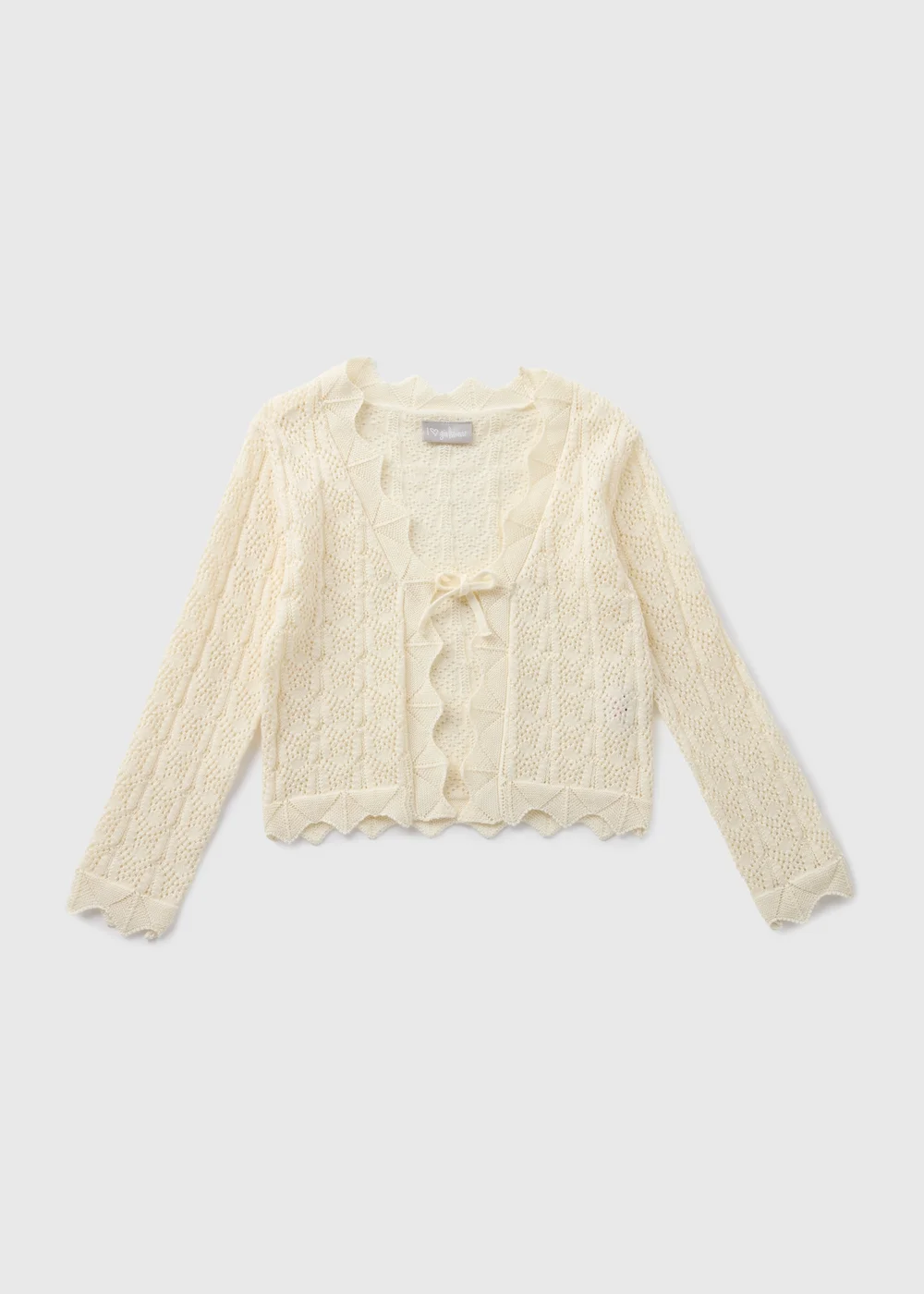 Girls Cream Tie Crochet Cardigan (7-15yrs) - 7 Yrs Image 1