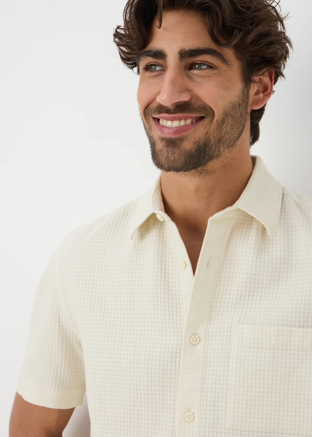 Ecru Waffle Short Sleeve Shirt - S Image 2