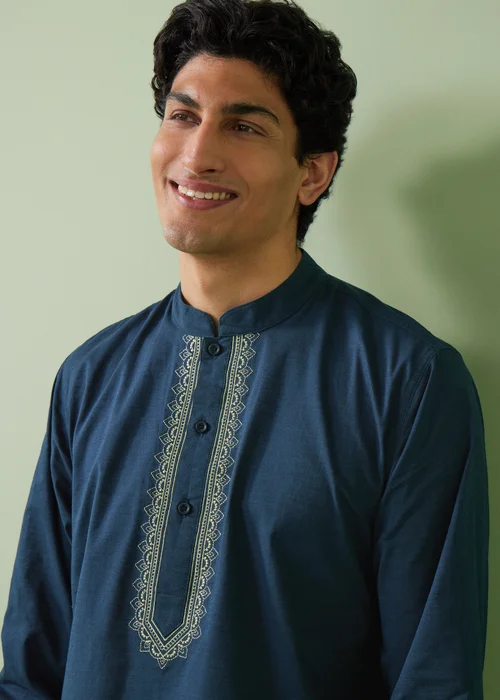 Navy Kurta Shirt - S Image 3