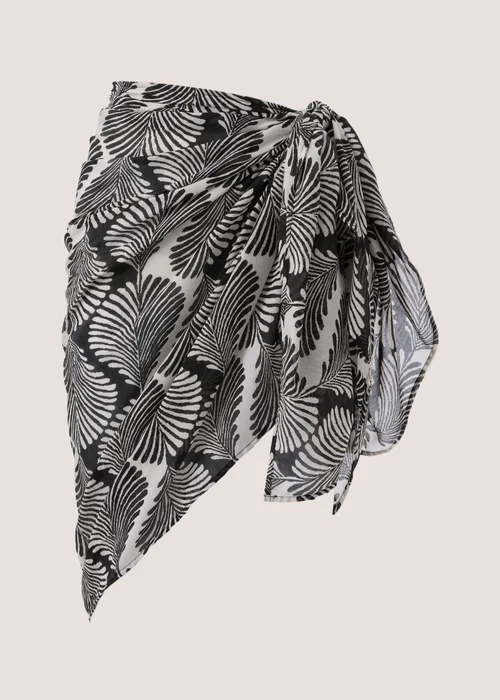 Black Mono Shell Print Sarong - One Size Image 2