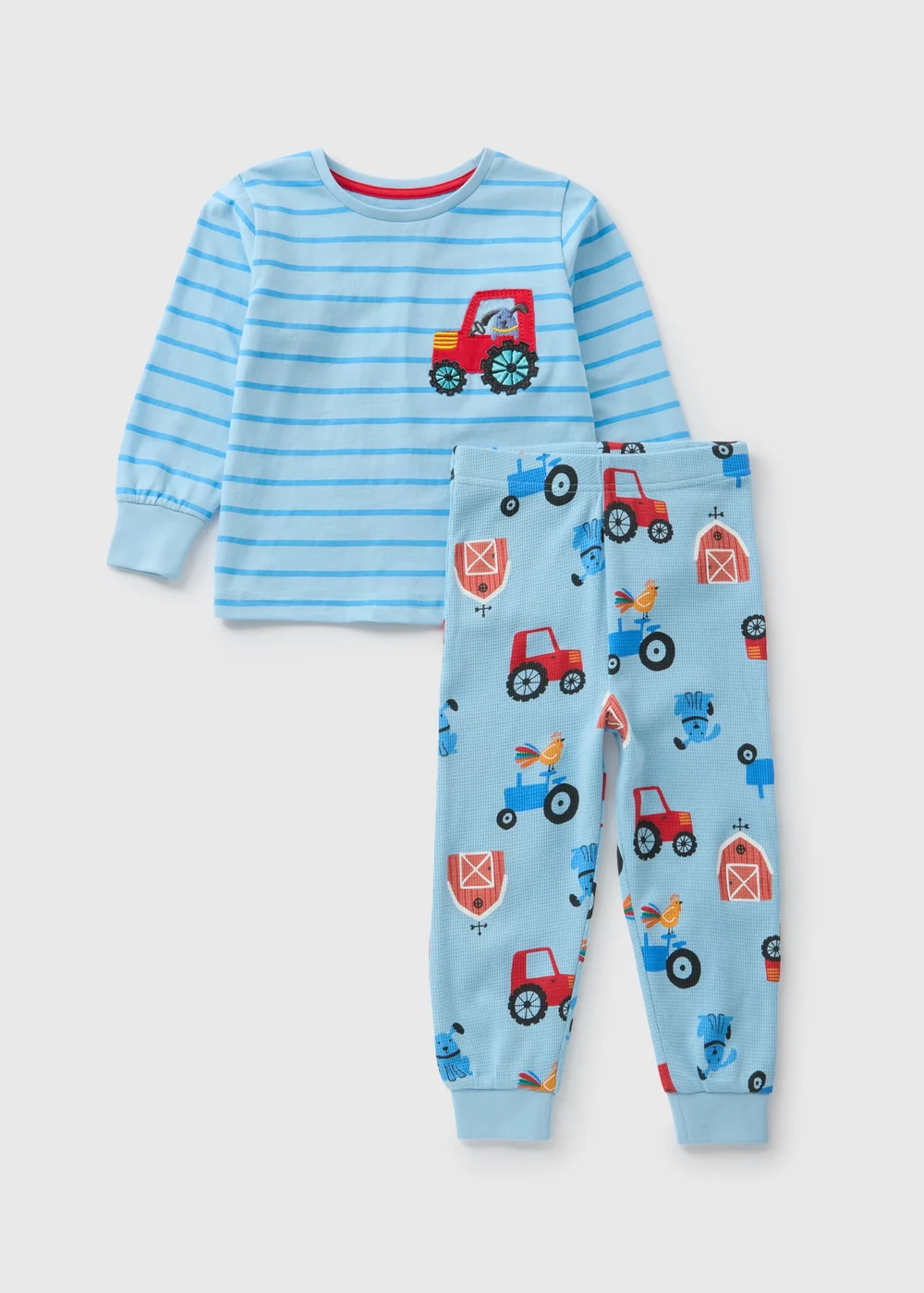 Boys Blue Farm Waffle Pyjama Set (1-7yrs) - Age 2 - 3 Years Image 1