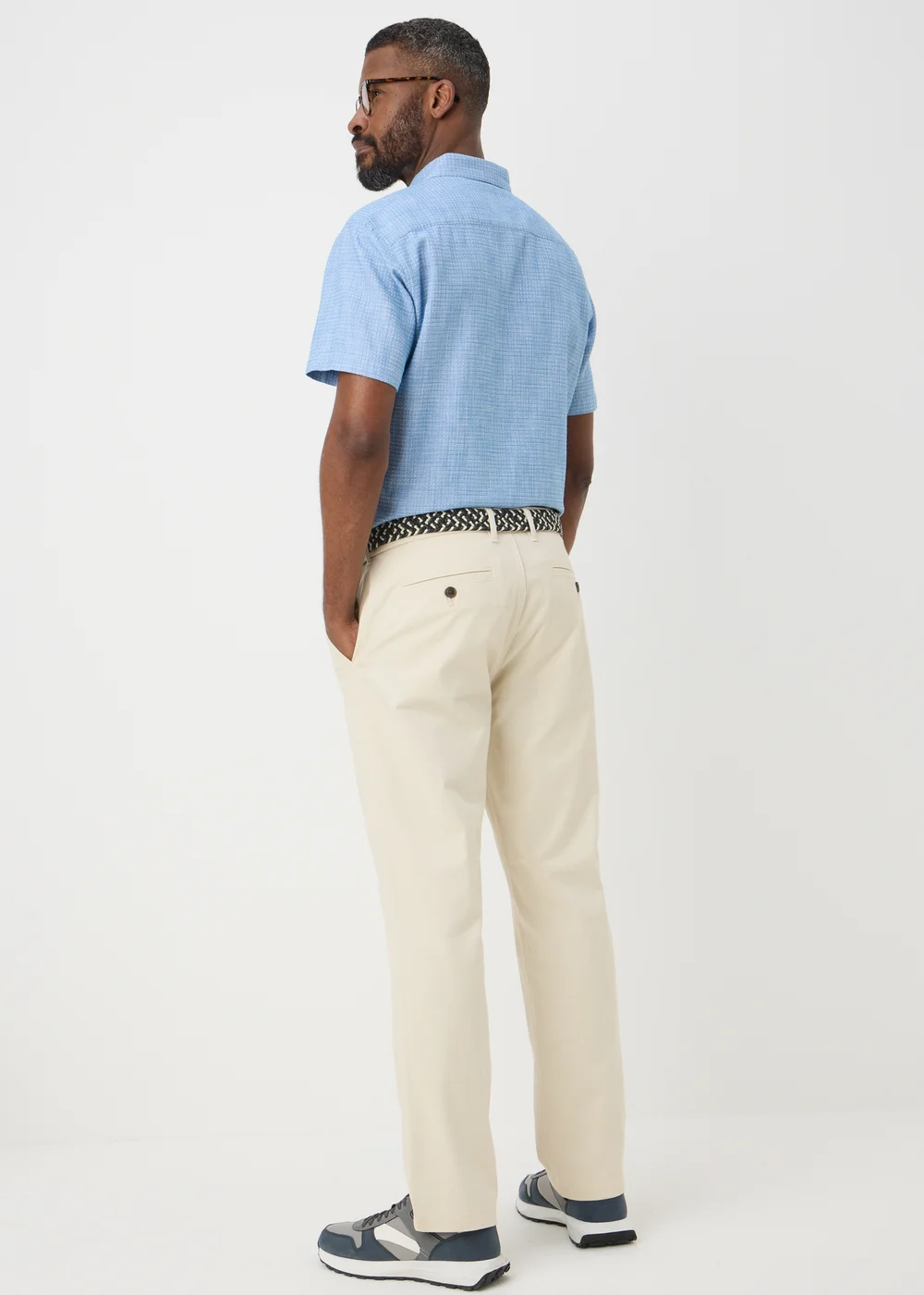 Ecru Belted Chino Trousers - 32 Waist Regular Image 2