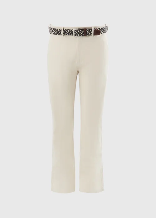 Ecru Belted Chino Trousers - 32 Waist Regular Image 4