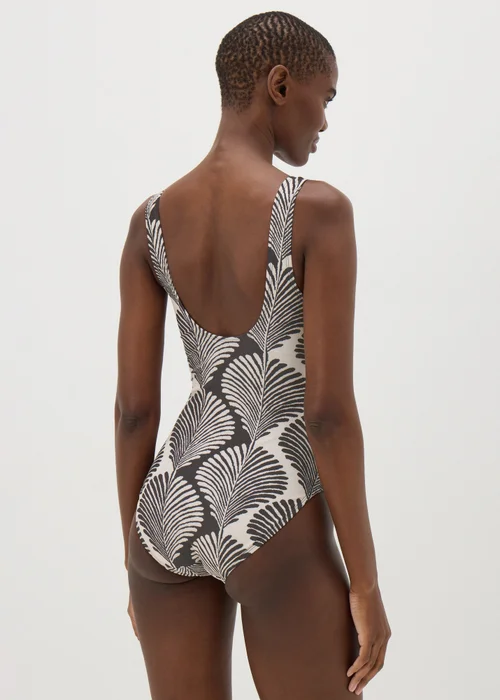 Black Mono Shell Print Ring Swimsuit - 8 Image 2