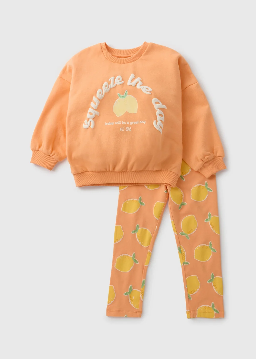 Girls Orange Lemon Sweatshirt & Legging Set (1-7yrs) - 1-1.5 Yrs Image 1