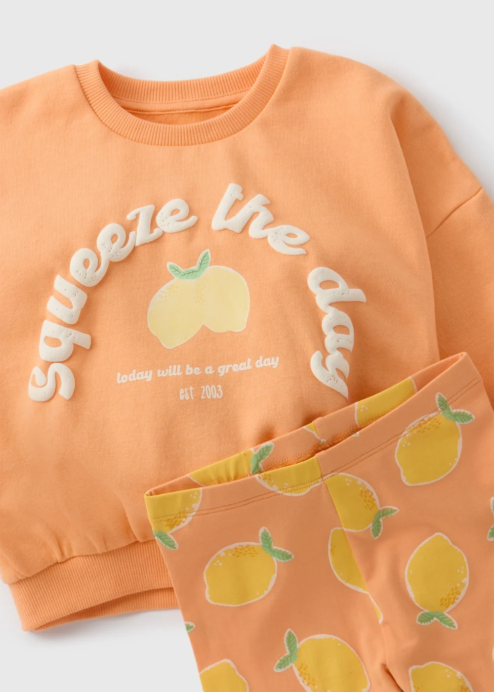 Girls Orange Lemon Sweatshirt & Legging Set (1-7yrs) - 1-1.5 Yrs Image 2