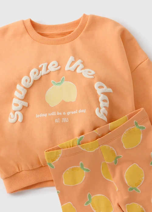 Girls Orange Lemon Sweatshirt & Legging Set (1-7yrs) - 1-1.5 Yrs Image 2