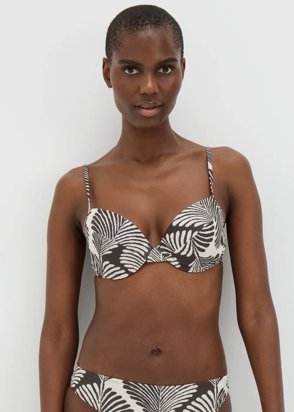 Black Mono Shell Print Cupped Bikini Top - 32A Image 1