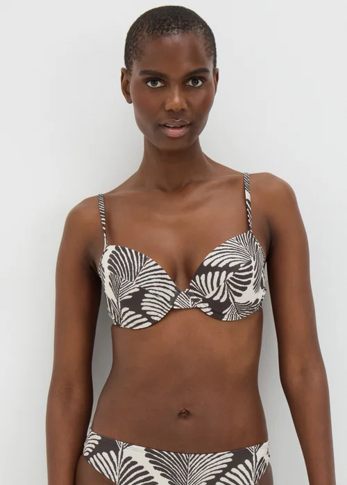 Black Mono Shell Print Cupped Bikini Top - 32A Image 1
