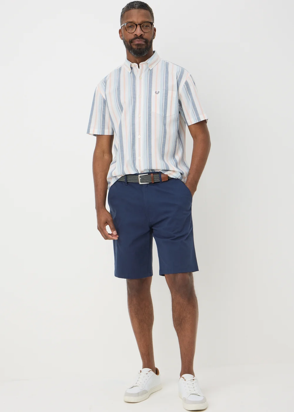 Lincoln Navy Belted Chino Shorts - 32 Image 2