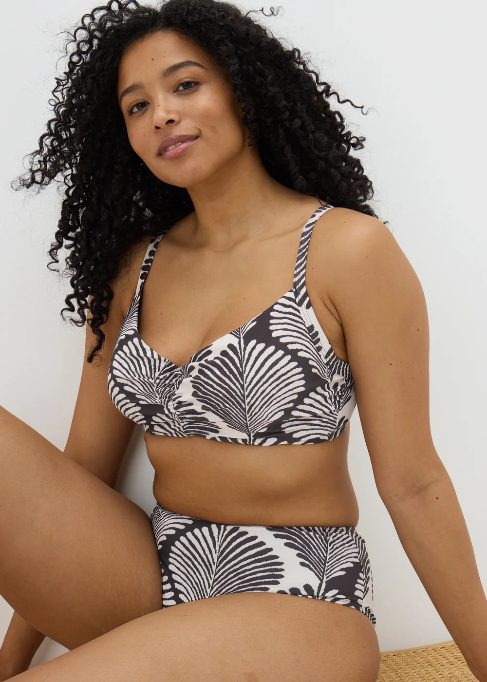 DD+ Black Mono Shell Print Midi Bikini Bottoms - 6 Image 1