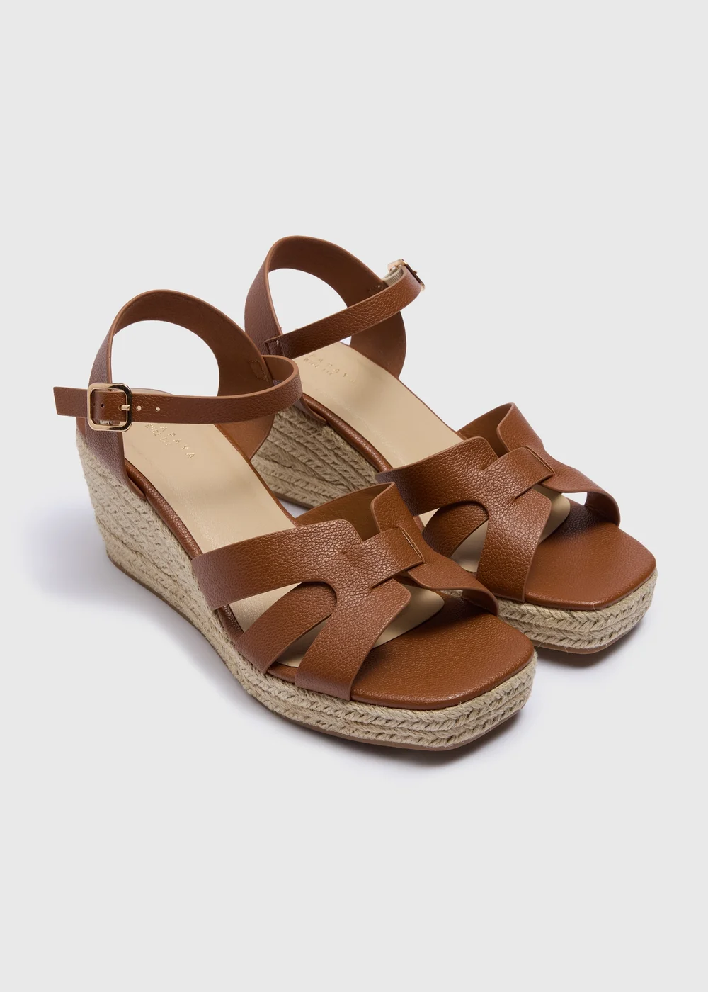 Tan Wide Fit Espadrille Wedge Sandals - 3 Image 1