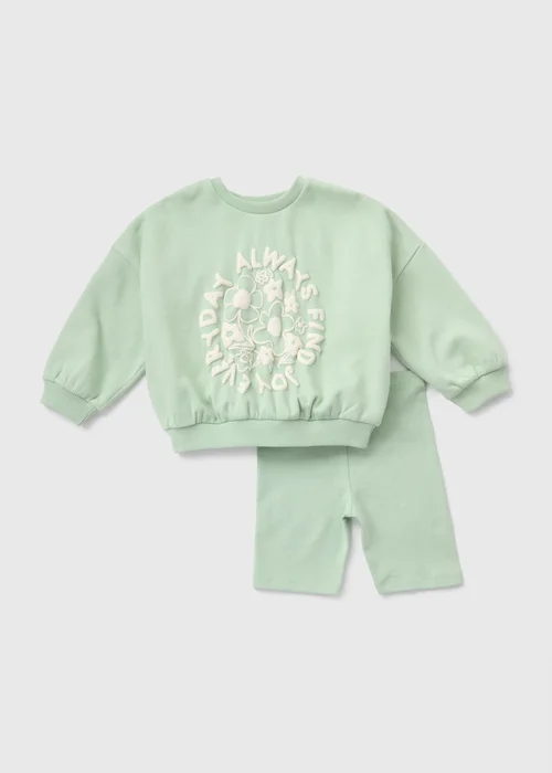 Girls Sage Sweatshirt & Cycling Shorts Set (1-7yrs) - 2-3 Yrs Image 1