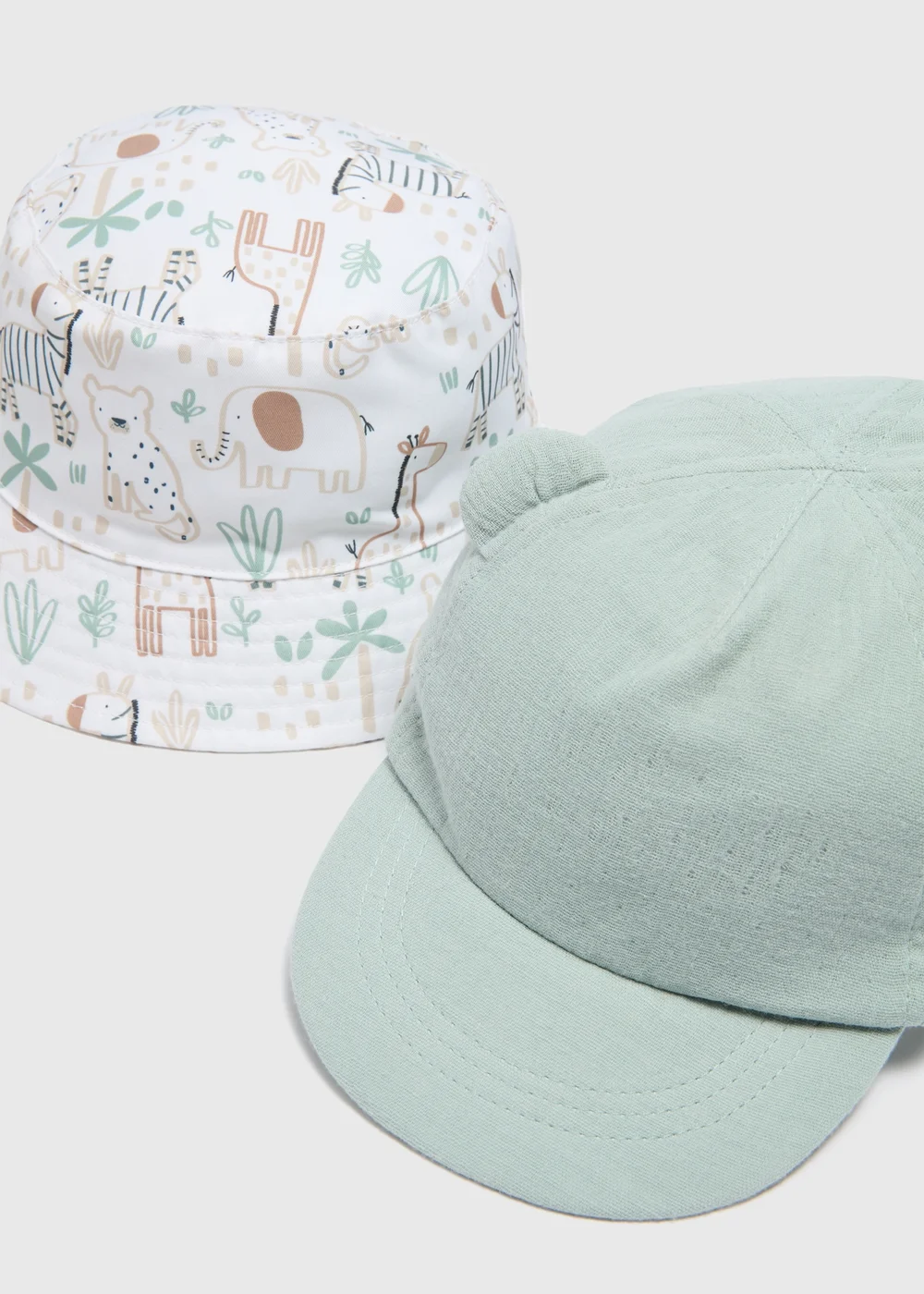 2 Pack Baby Multicolour Safari Hats (Newborn-24mths) - Age 0 - 3 Months Image 2