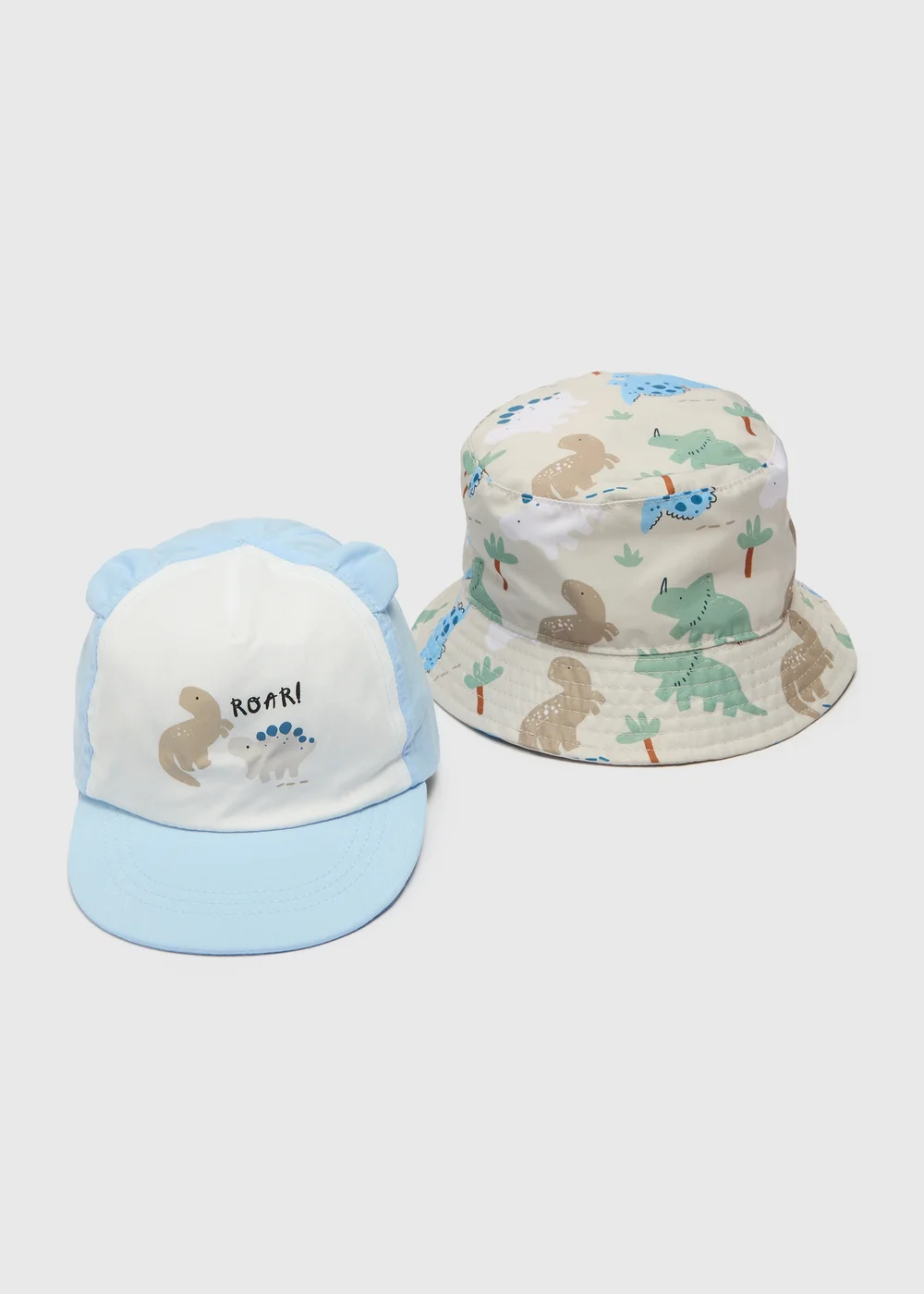 2 Pack Baby Multicolour Dino Hats (Newborn-24mths) - Age 0 - 3 Months Image 1