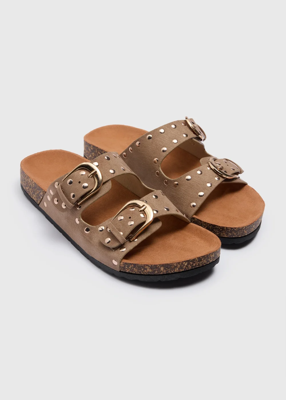 Taupe Studded Double Buckle Sandal - Size 3 Image 1