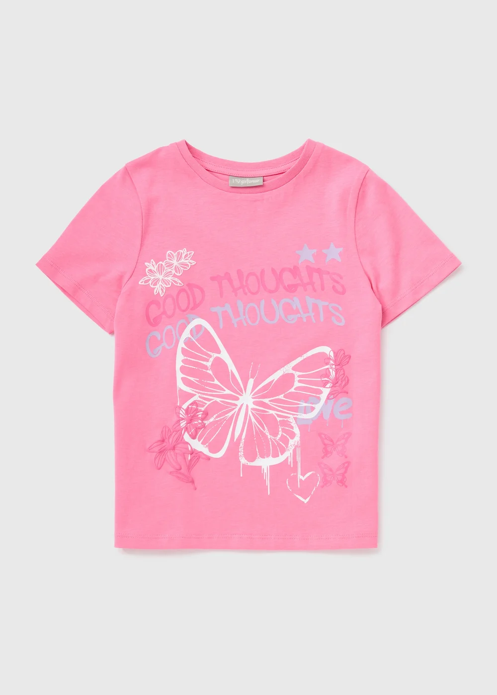 Girls Pink Butterfly T-Shirt (7-15yrs) - 7 Yrs Image 1