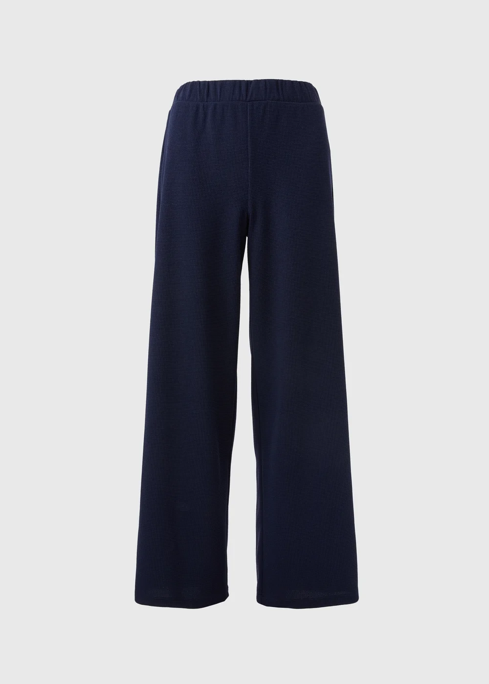 Navy Waffle Wide Leg Trousers - 8 Image 4