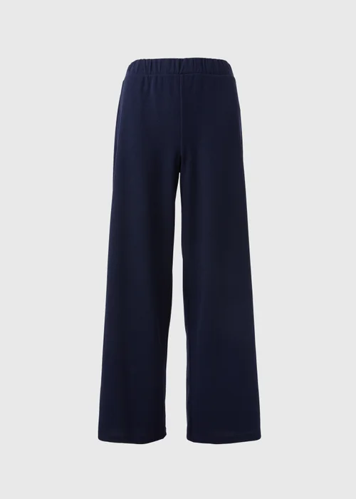 Navy Waffle Wide Leg Trousers - 8 Image 4
