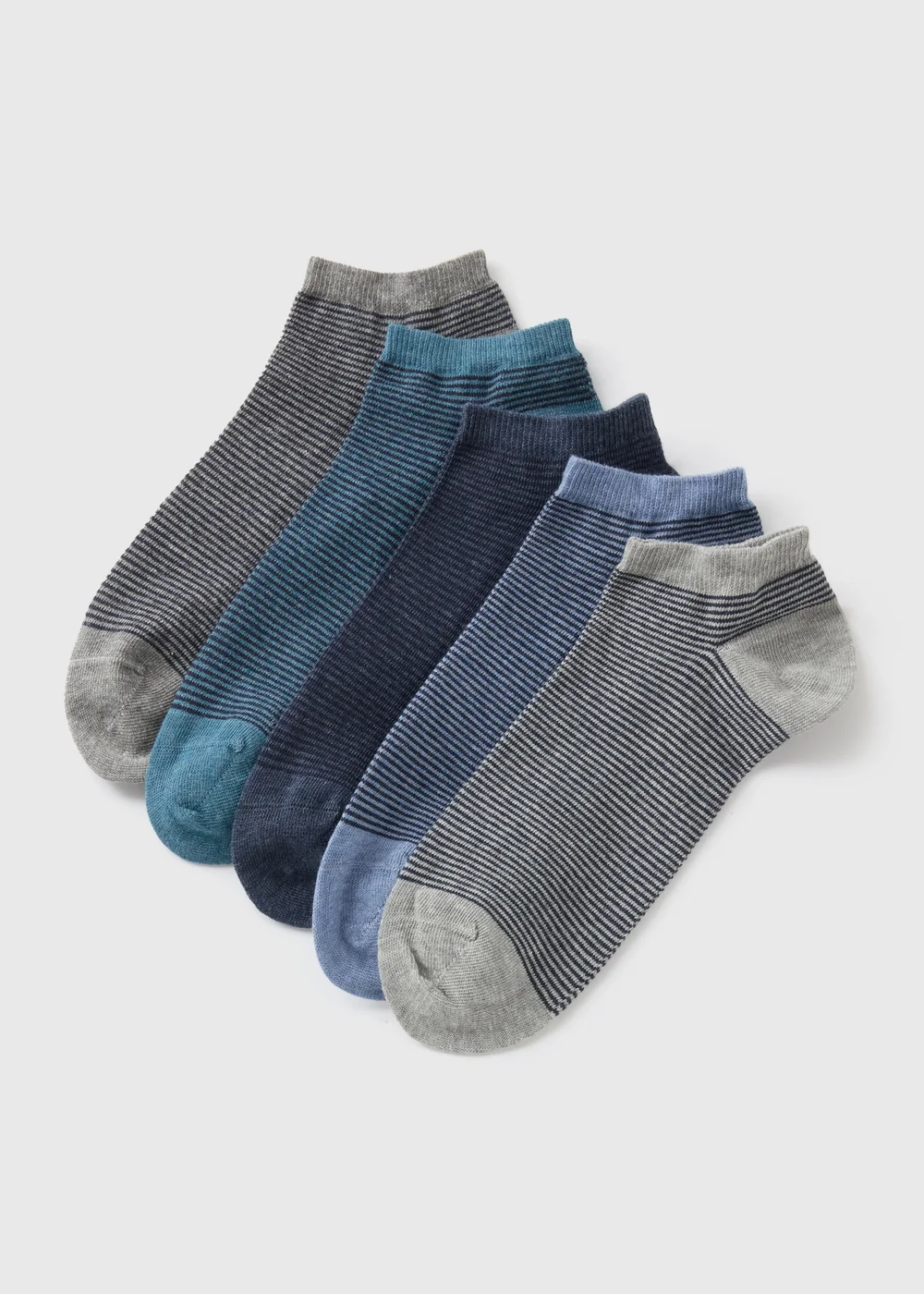 5 Pack Multicolour Stripe Trainer Socks - 6-8.5 Image 1