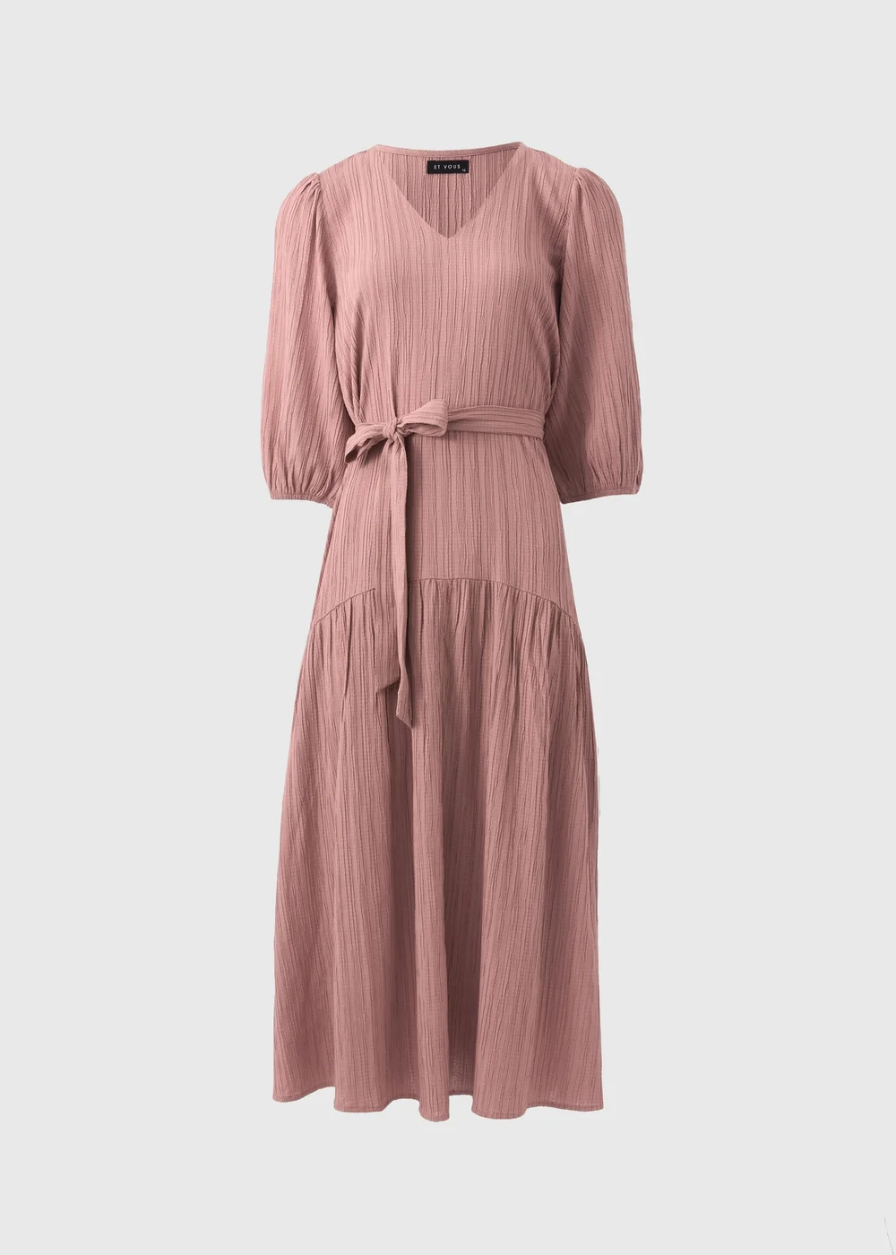 Et Vous Pink Textured V-Neck Midi Dress - 8 Image 4