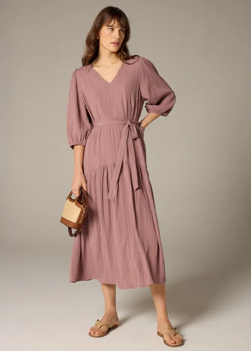Et Vous Pink Textured V-Neck Midi Dress - 8 Image 1